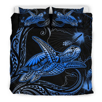 Turtle Polynesian Bedding Set Mix Hibiscus Blue - Polynesian Pride