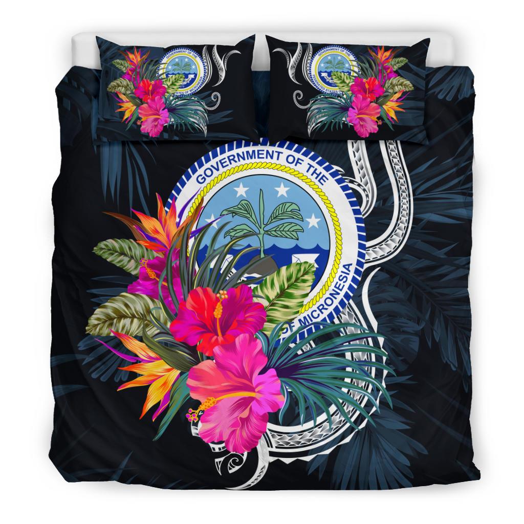 Polynesian Bedding Set - Federated States Of Micronesia Duvet Cover Set Tropical Flowers - Polynesian Pride