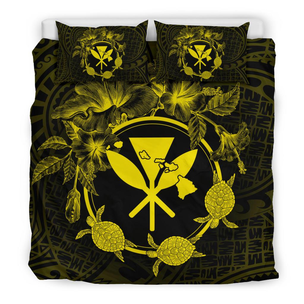 Hawaii Kanaka Turtle Hibiscus Polynesian Bedding Set - Anthea Style Yellow - Polynesian Pride
