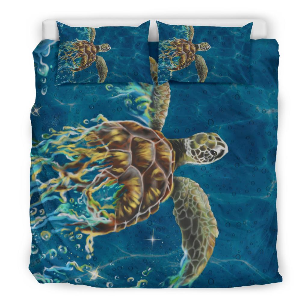 Hawaii Sea Turtle Water Color Travel Sea Bedding Set - Polynesian Pride