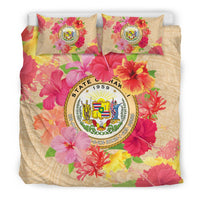 Hawaii Bedding Set - Hawaii Coat Of Arm Hibiscus Bedding Set - Polynesian Pride