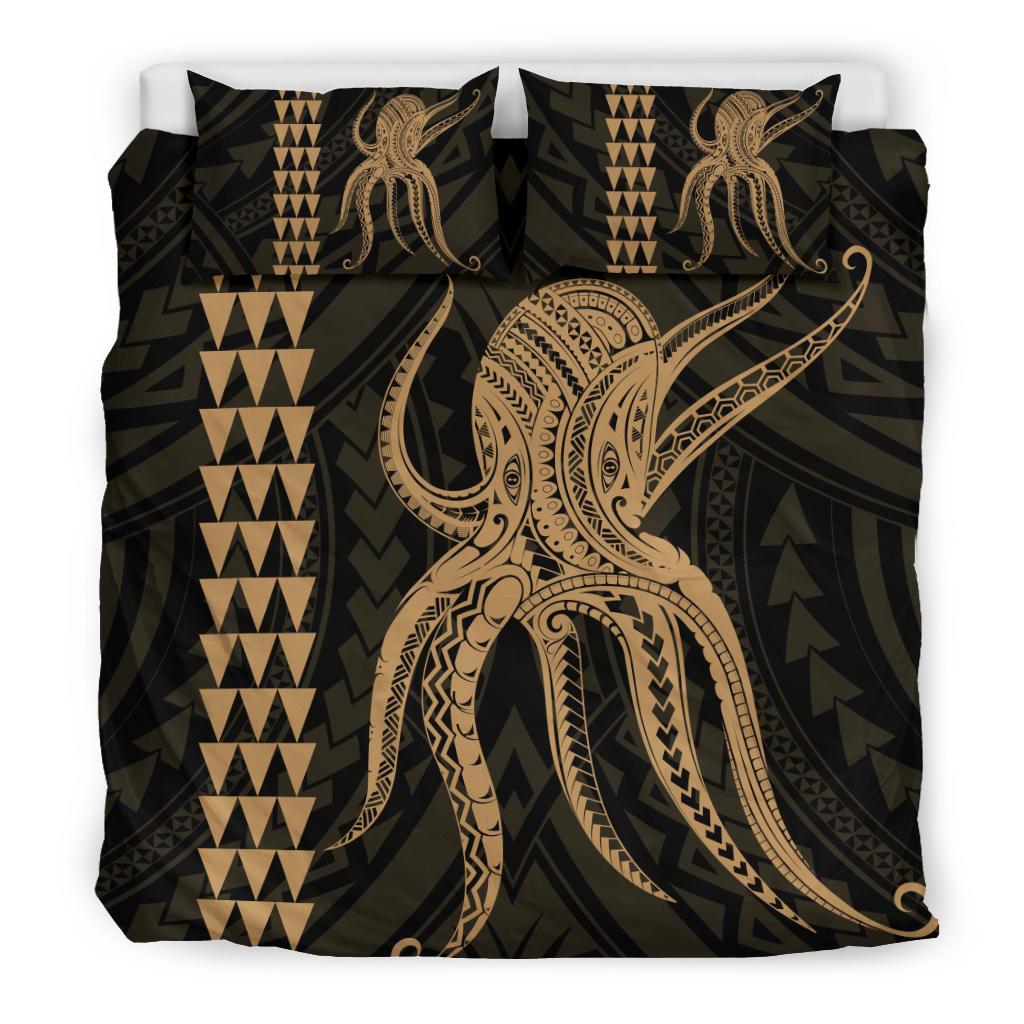 Hawaii Octopus KaKau Polynesian Bedding Set - Gold - Polynesian Pride