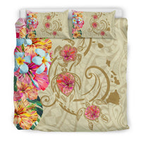 Hawaii Triple Marble Turtle Polynesian Hibiscus Bedding Set - AH - Benjamin Style - Beige - Polynesian Pride