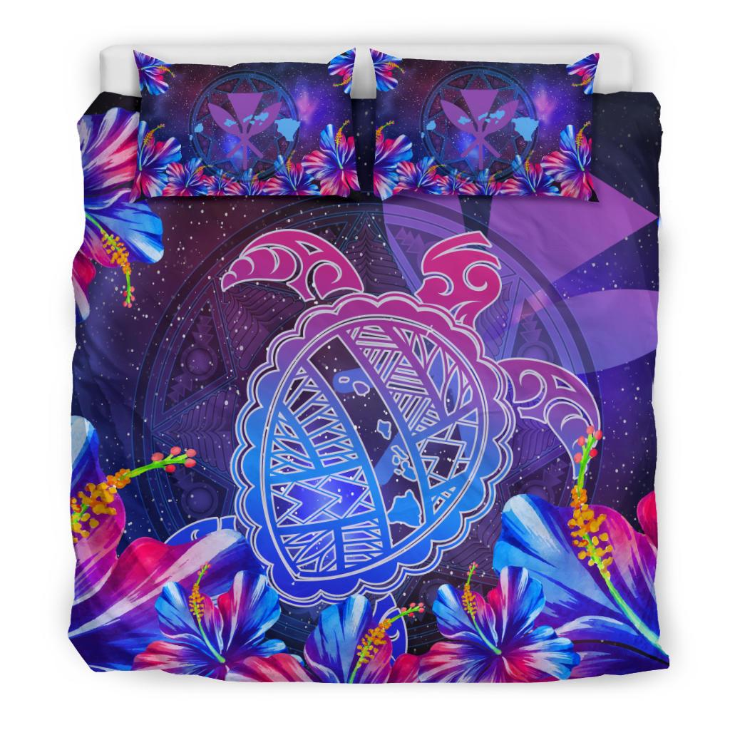 Hawaii Turtle Hibiscus Galaxy Night - Bedding Set AH - Polynesian Pride