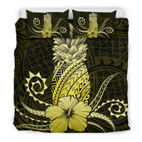 Hawaii Polynesian Pineapple Hibiscus Bedding Set - Zela Style Yellow - Polynesian Pride