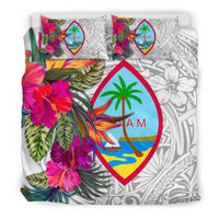Guam Bedding Set - Hibiscus Polynesian Pattern White Version - Polynesian Pride