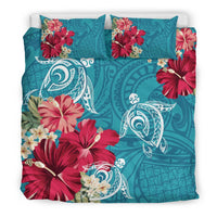 Hawaii Turtle Hibiscus Plumeria Blue Polynesian - Bedding Set AH - Polynesian Pride