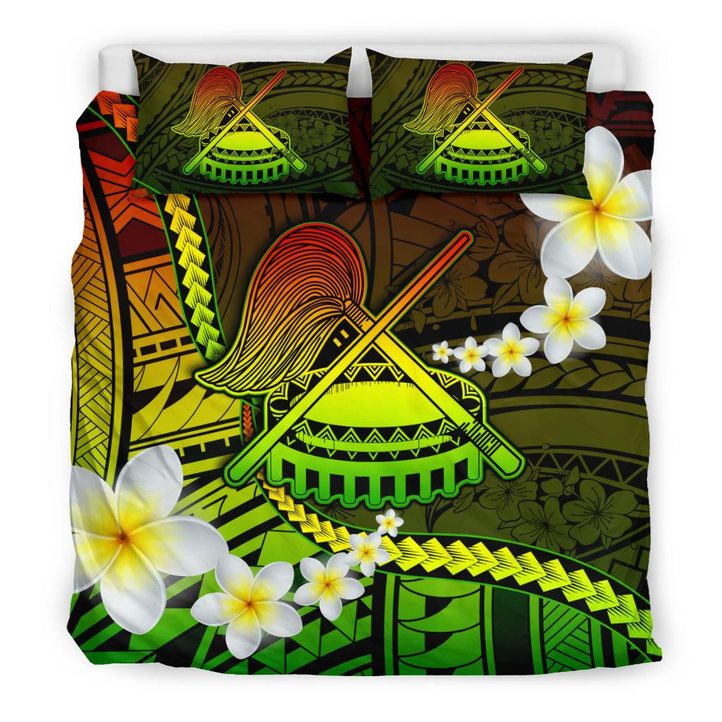 American Samoa Bedding Set - Seal Of American Samoa With Plumeria Flowers - Polynesian Pride