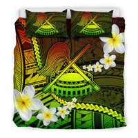 American Samoa Bedding Set - Seal Of American Samoa With Plumeria Flowers - Polynesian Pride
