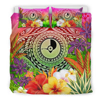 Yap Polynesian Bedding Set - Manta Ray Tropical Flowers - Polynesian Pride