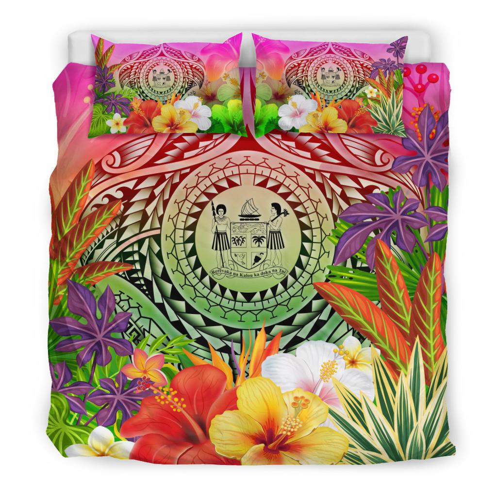 Fiji Polynesian Bedding Set - Manta Ray Tropical Flowers - Polynesian Pride