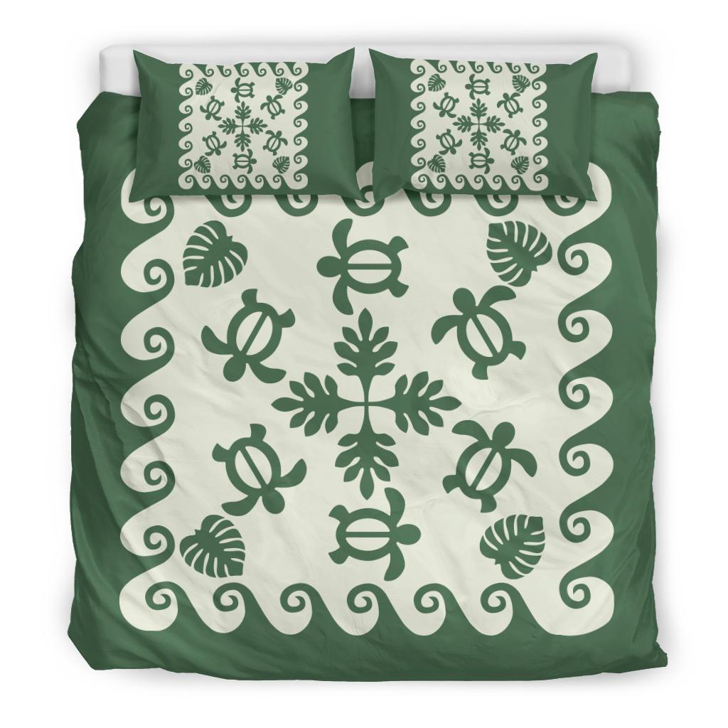 Hawaiian Bedding Set Tropical Turtle Pattern - Green - Polynesian Pride