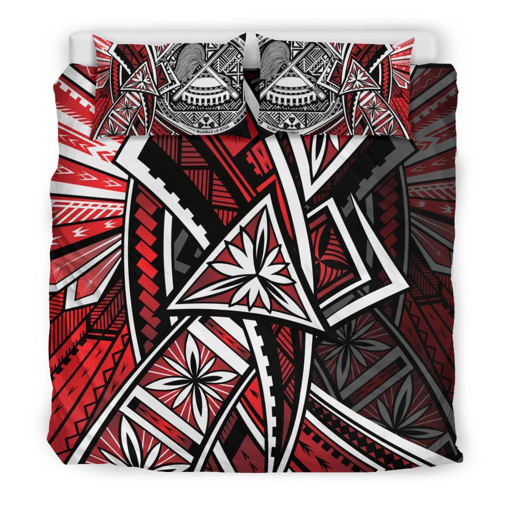 American Samoa Bedding Set - Tribal Flower Special Pattern Red Color - Polynesian Pride
