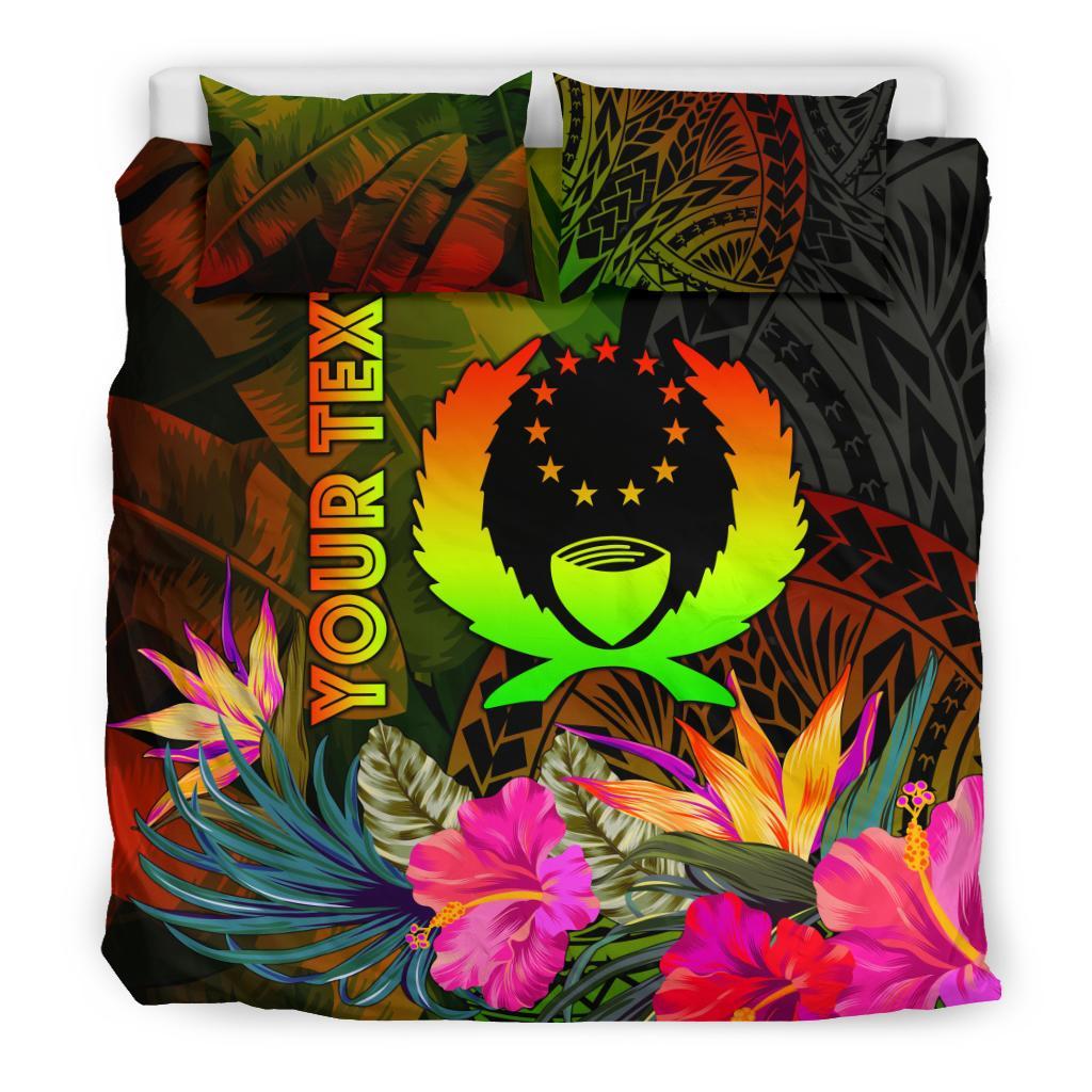 Pohnpei Polynesian Personalised Bedding Set - Hibiscus and Banana Leaves - Polynesian Pride