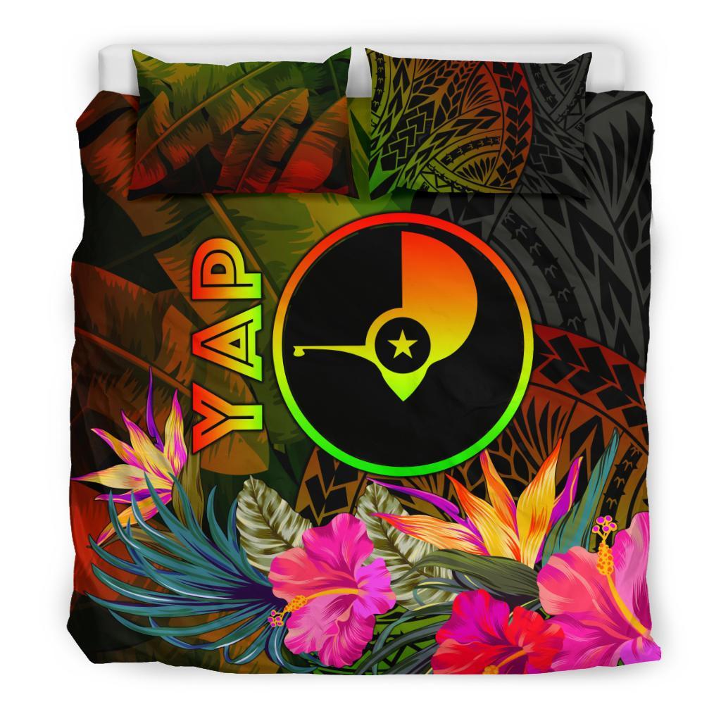 YAP Polynesian Bedding Set - Hibiscus and Banana Leaves - Polynesian Pride