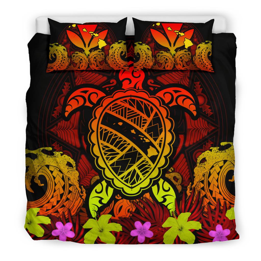 Hawaii Bedding Set - Hawaii Turtle Polynesian Red Bedding Set - Kuly Style - Polynesian Pride
