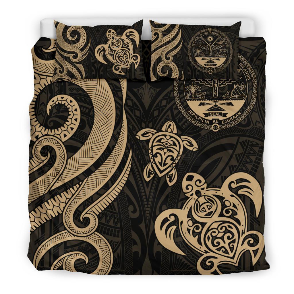 Marshall Islands Bedding Set - Tentacle Turtle Gold - Polynesian Pride