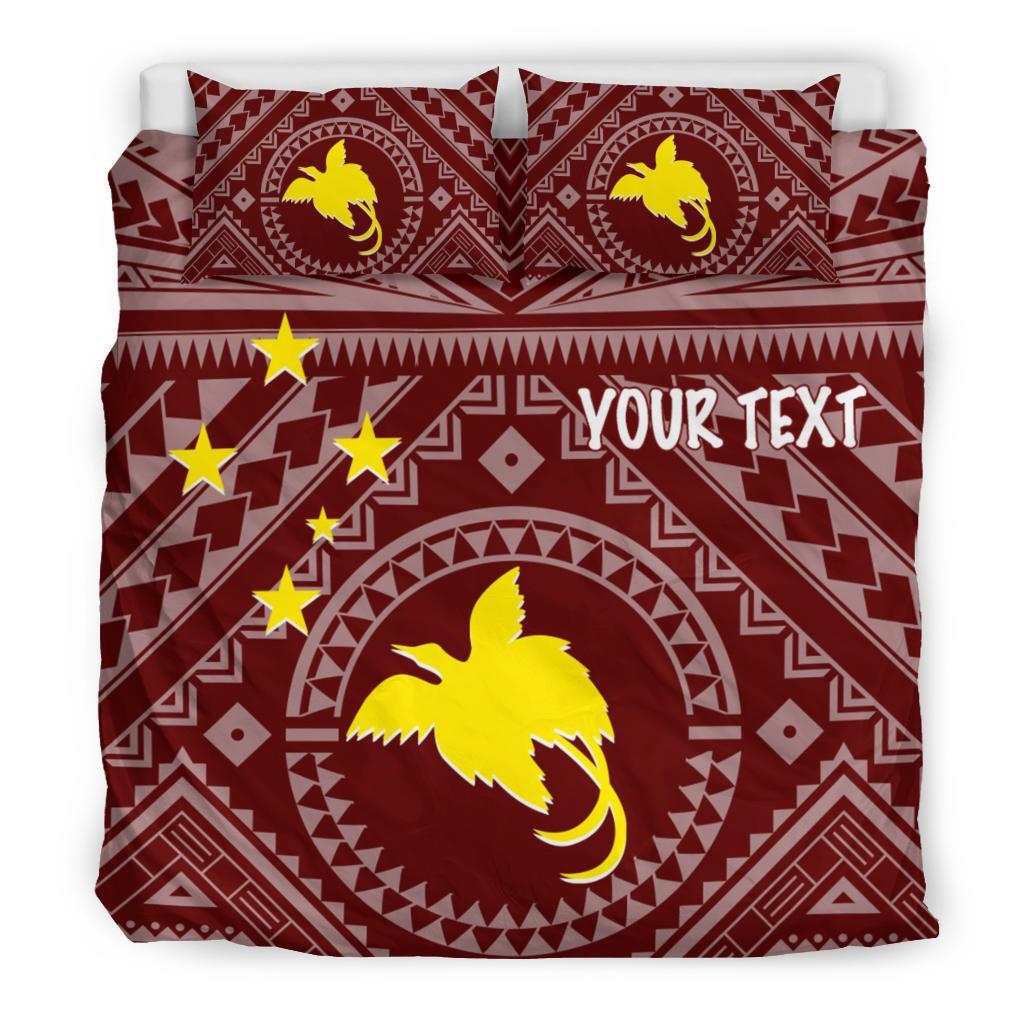 Papua New Guinea Personalised Bedding Set - Flag With Polynesian Patterns (Red) - Polynesian Pride