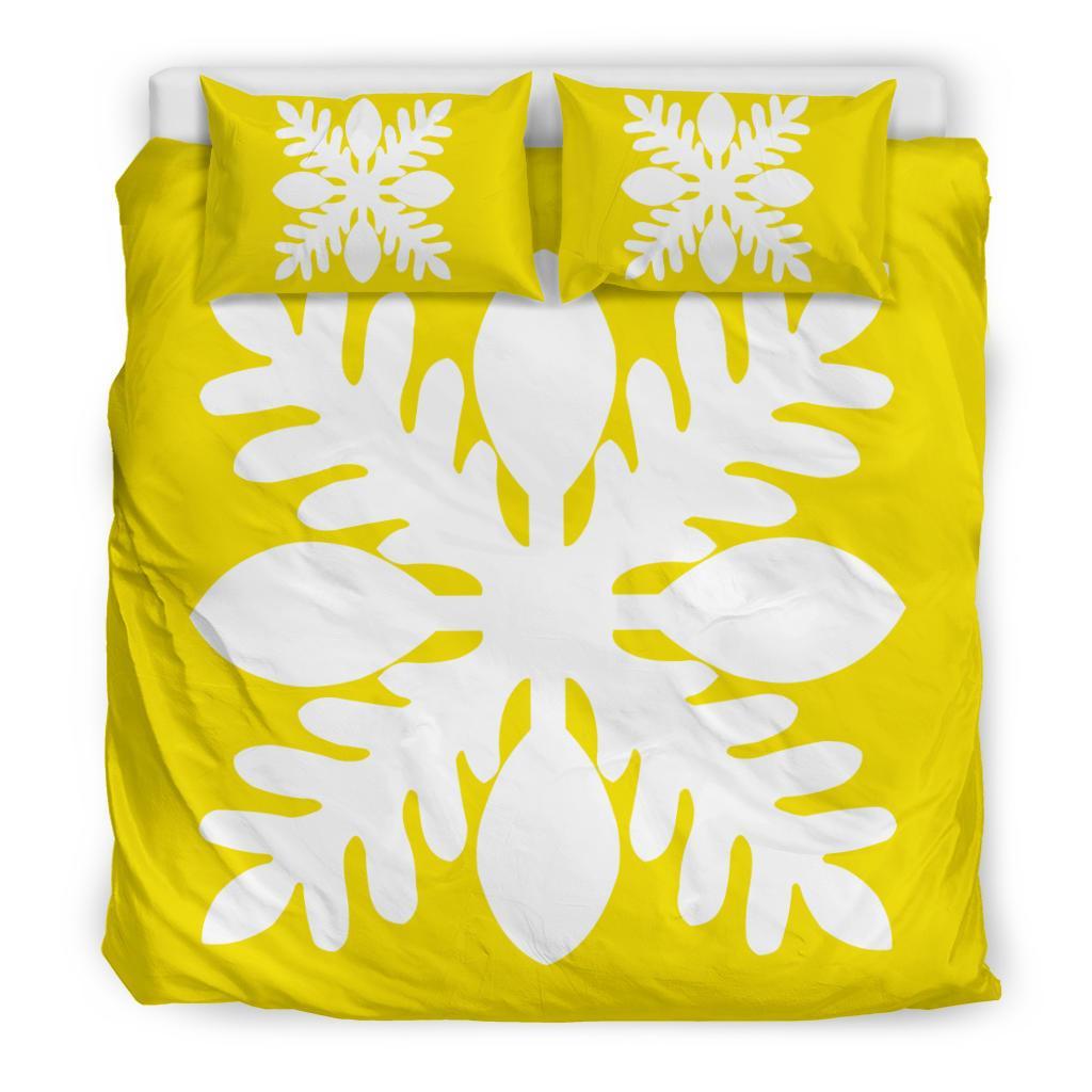 Hawaiian Royal Pattern Bedding Set - Yellow - D1 Style - Polynesian Pride