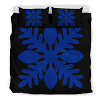Hawaiian Royal Pattern Bedding Set - Black And Blue - D1 Style - Polynesian Pride