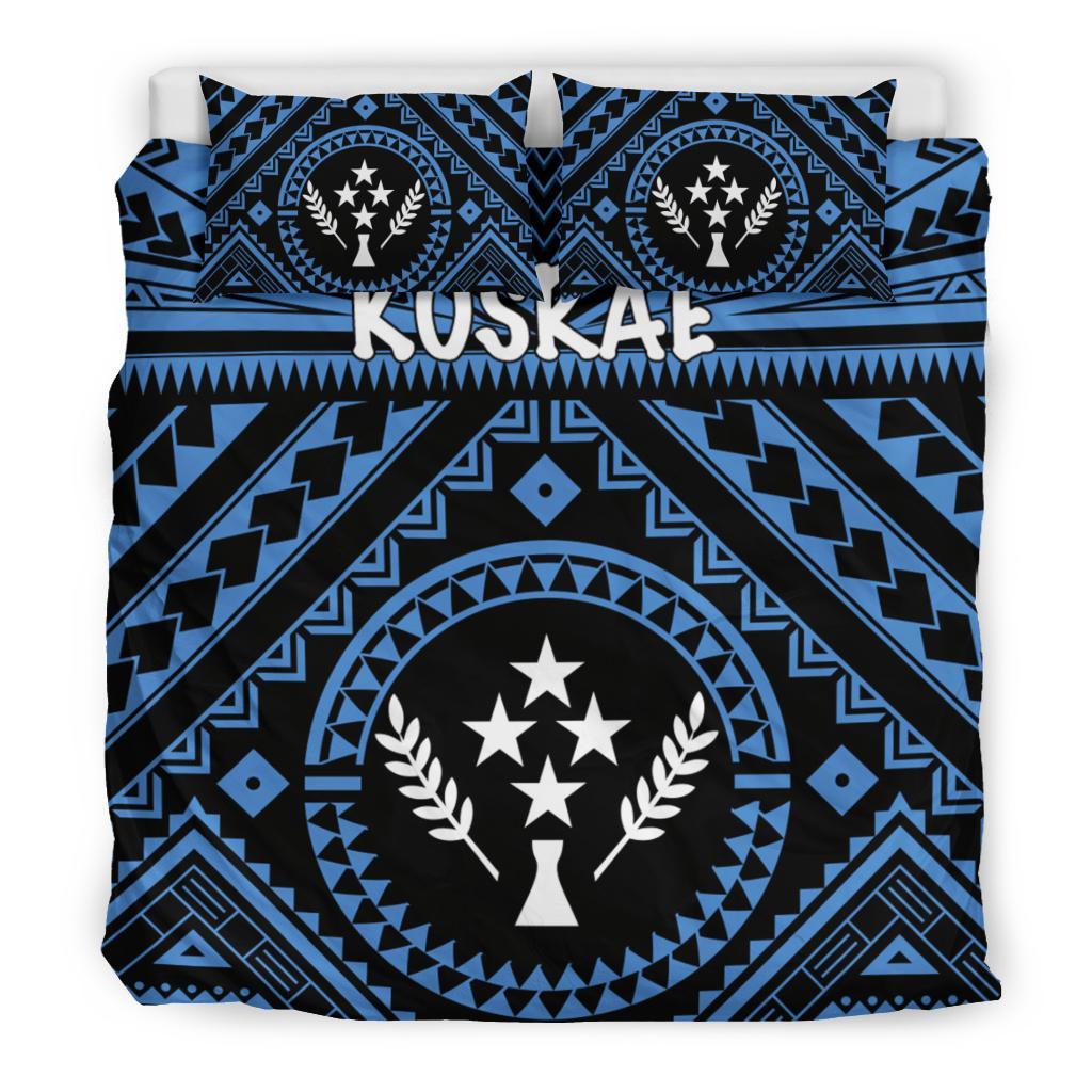 Kosrae Bedding Set - Kosrae Flag In Polynesian Tattoo Style (Blue) - Polynesian Pride