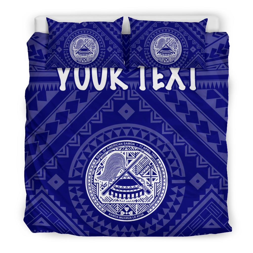 American Samoa Personalised Bedding Set - Seal In Polynesian Tattoo Style ( Blue) - Polynesian Pride
