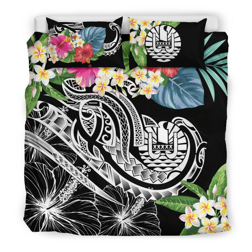 Tahiti Polynesian Bedding Set - Summer Plumeria (Black) - Polynesian Pride