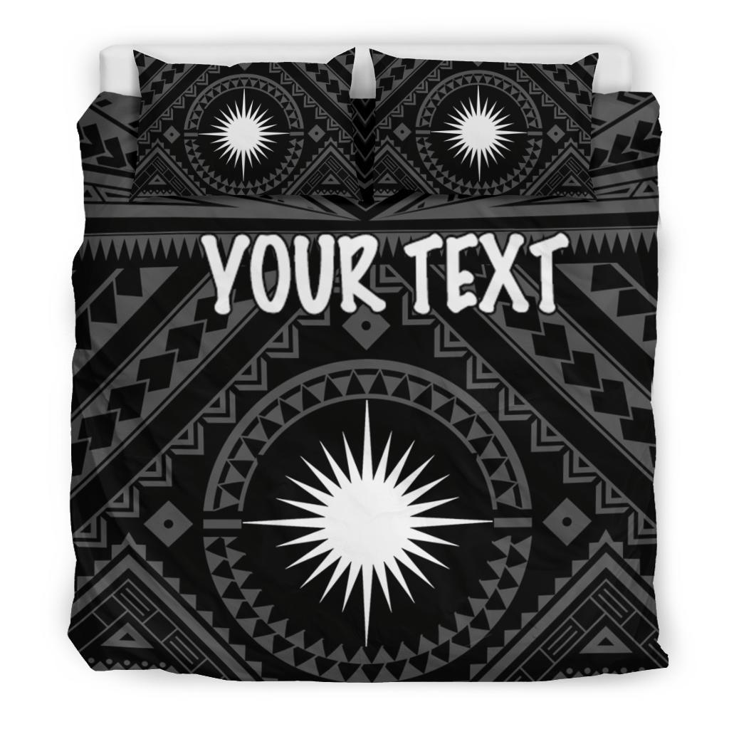 Marshall Personalised Bedding Set - Marshall Seal With Polynesian Tattoo Style ( Black) - Polynesian Pride