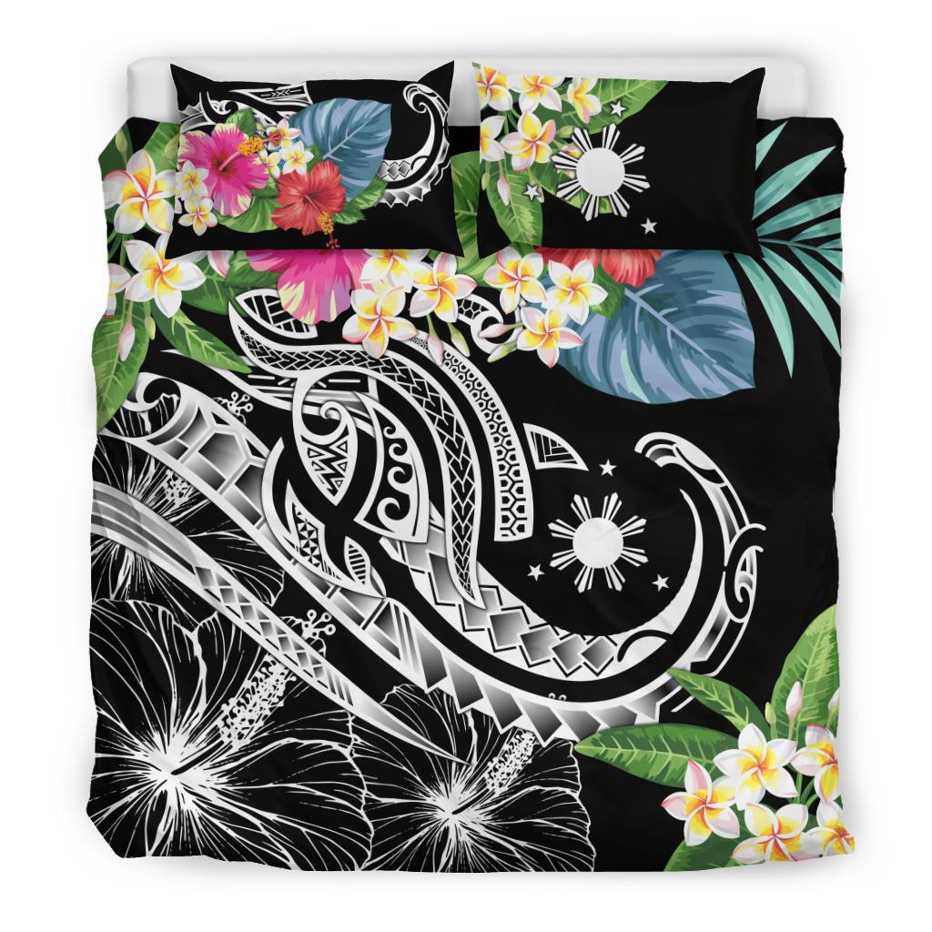 The Philippines Bedding Set - Summer Plumeria (Black) - Polynesian Pride