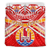 Tahiti Rugby Bedding Set Polynesian Coat Of Arms and Flag - Polynesian Pride