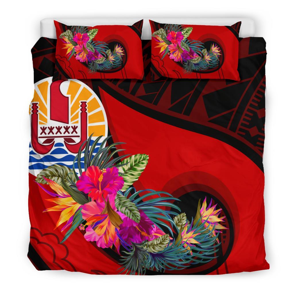 Tahiti Bedding Set - Polynesian Hook And Hibiscus (Red) - Polynesian Pride