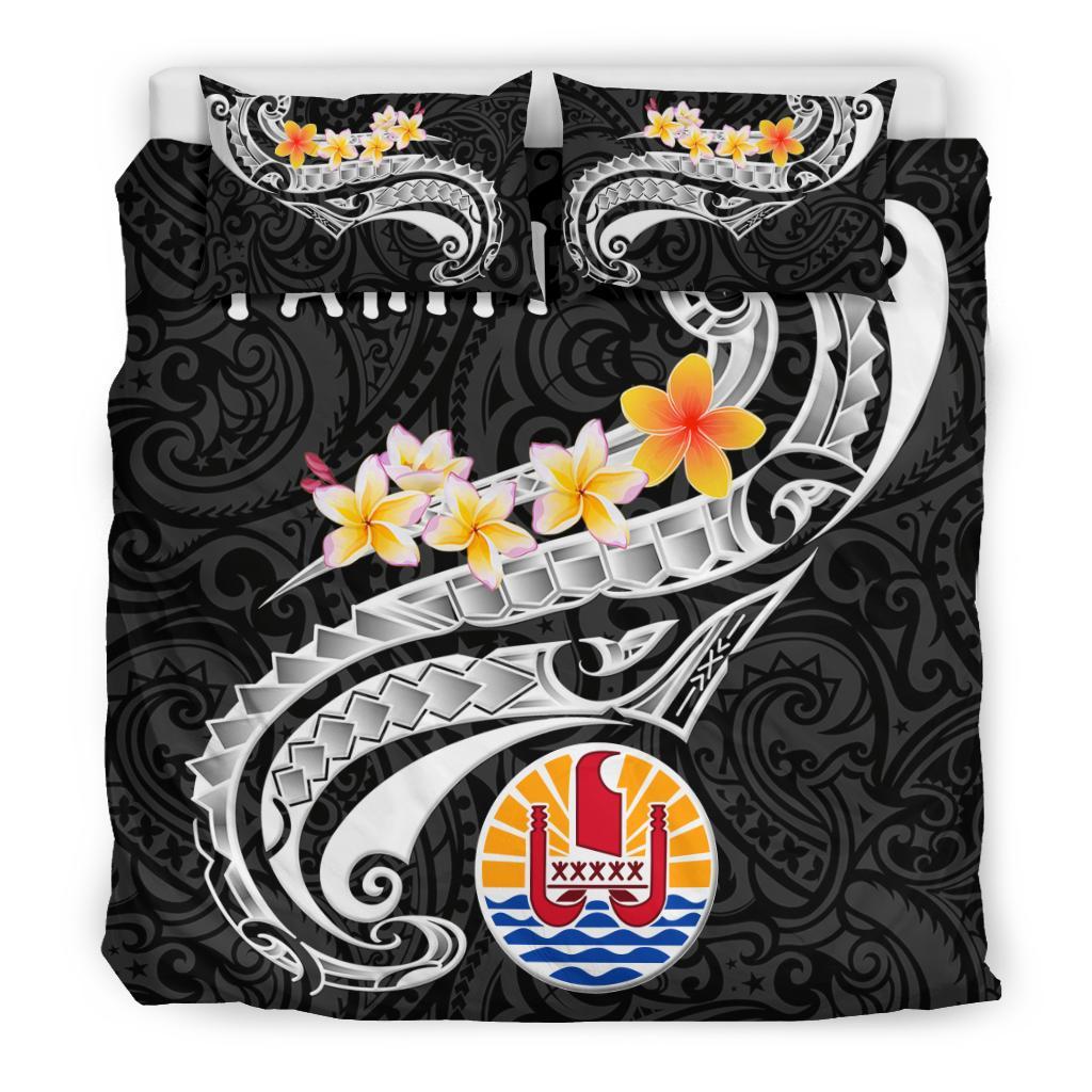 Tahiti Bedding Set - Tahiti Seal Polynesian Patterns Plumeria (Black) - Polynesian Pride