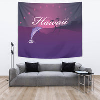 Hawaii Dolphin Violet Background Tapestry - Polynesian Pride