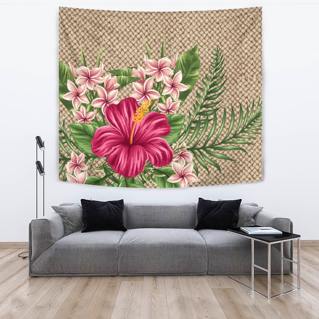 Lauhala Hibiscus Tapestry - Polynesian Pride