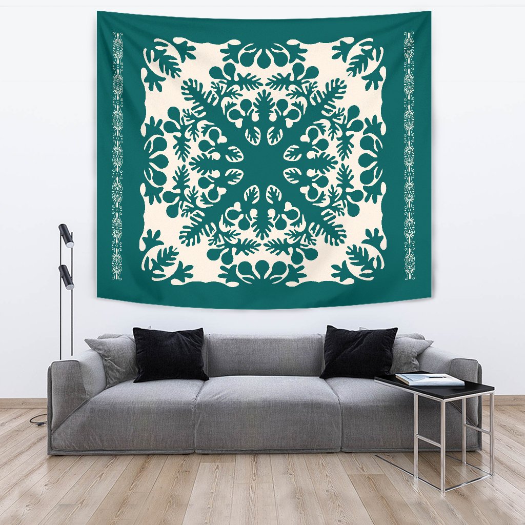 Hawaiian Quilt Tradition Turquoise Tapestry - Polynesian Pride