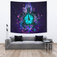 Turtle Hibiscus Galaxy Violet Tapestry - Polynesian Pride