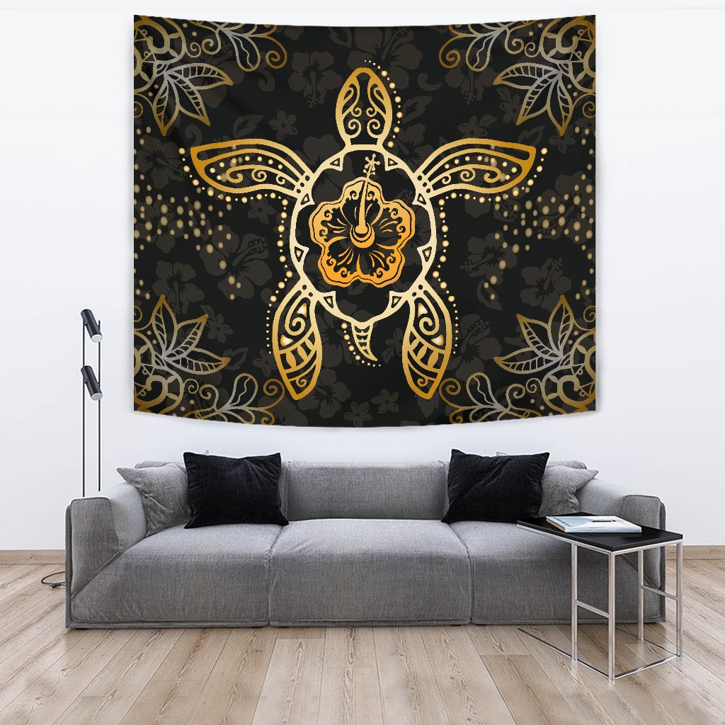 Turtle Hibiscus Yellow Tapestry - Polynesian Pride