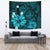 Hawaii Turtle Poly Tribal Turquoise Tapestry Wall Tapestry 150cm*150cm Blue - Polynesian Pride