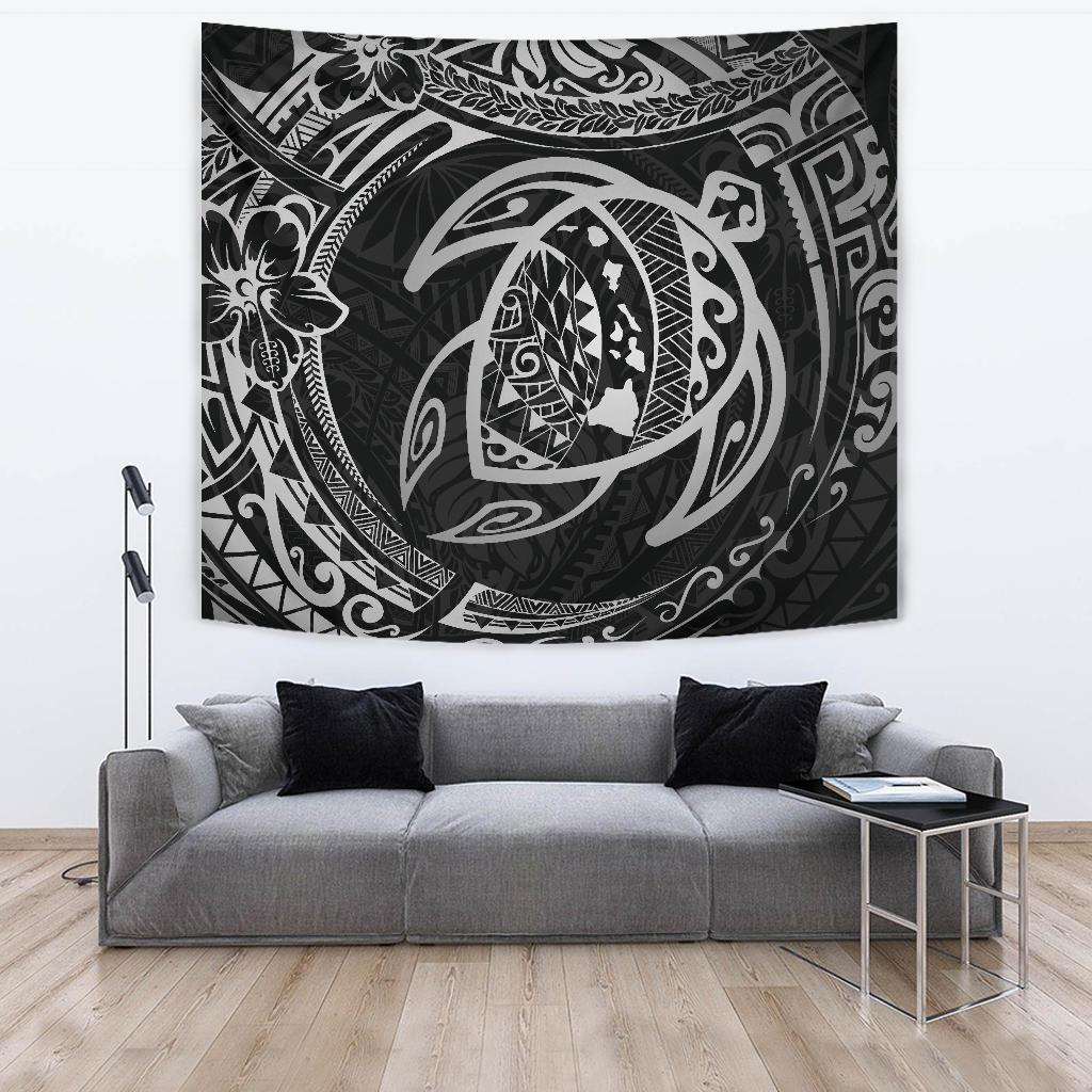 Hawaiian Turtle Polynesian White Tapestry Wall Tapestry 150cm*150cm White - Polynesian Pride