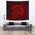 Hawaii Turtle Kanaka Map Hibiscus Poly Tapestry - Red Wall Tapestry Red - Polynesian Pride