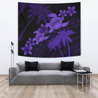 Hawaii Turtle Plumeria Coconut Tree Polynesian Tapestry - Purple Wall Tapestry 150cm*150cm Purple - Polynesian Pride