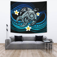 Hawaii Turtle Plumeria Polynesian Tapestry - Mela Style Wall Tapestry 150cm*150cm Black - Polynesian Pride