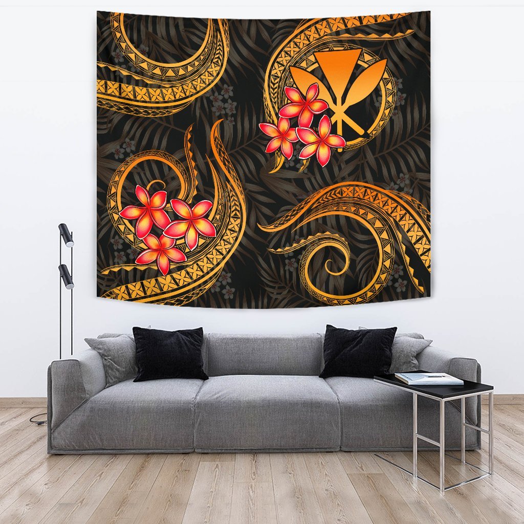 Hawaii Tapestry - Gold Plumeria TAPESTRY Large 104" x 88" GOLD - Polynesian Pride