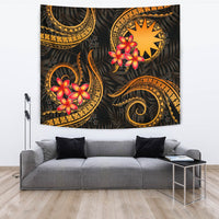 Nauru Tapestry - Gold Plumeria TAPESTRY Large 104" x 88" GOLD - Polynesian Pride