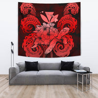 Hawaii Turtle Wave Polynesian Tapestry - Hey Style Red Wall Tapestry 150cm*150cm Red - Polynesian Pride