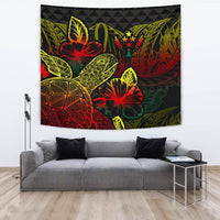 Kosrae Tapestry - Turtle Hibiscus Pattern Reggae Wall Tapestry Large 104" x 88" Reggae - Polynesian Pride