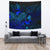 Palau Tapestry - Turtle Hibiscus Pattern Blue Wall Tapestry Large 104" x 88" Blue - Polynesian Pride