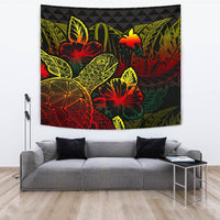 Papua New Guinea Tapestry - Turtle Hibiscus Pattern Reggae Wall Tapestry Large 104" x 88" Reggae - Polynesian Pride
