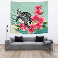 hawaiiTapestry - Hawaii Turtles With Plumeria Classic Tapestry - Polynesian Pride