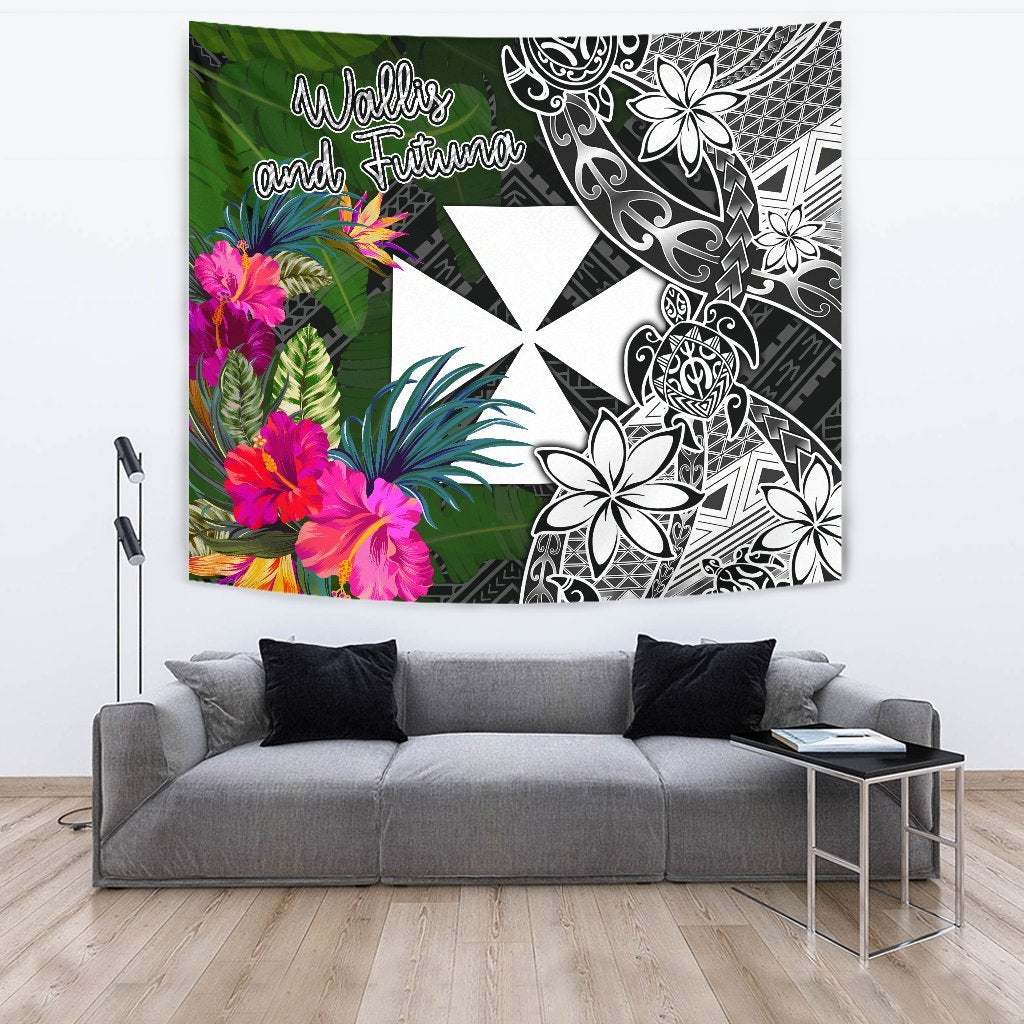 Wallis And Futuna Tapestry - Turtle Plumeria Banana Leaf - Polynesian Pride